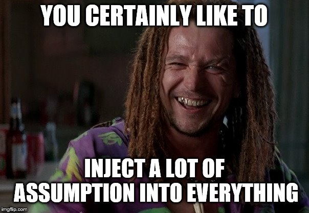 YOU CERTAINLY LIKE TO INJECT A LOT OF ASSUMPTION INTO EVERYTHING | made w/ Imgflip meme maker