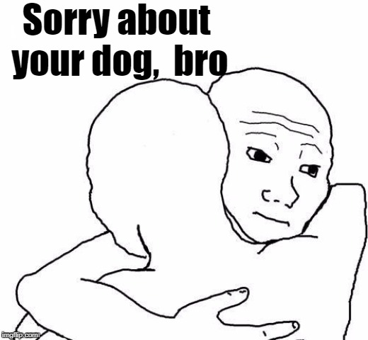 awww hug | Sorry about your dog,  bro | image tagged in awww hug | made w/ Imgflip meme maker