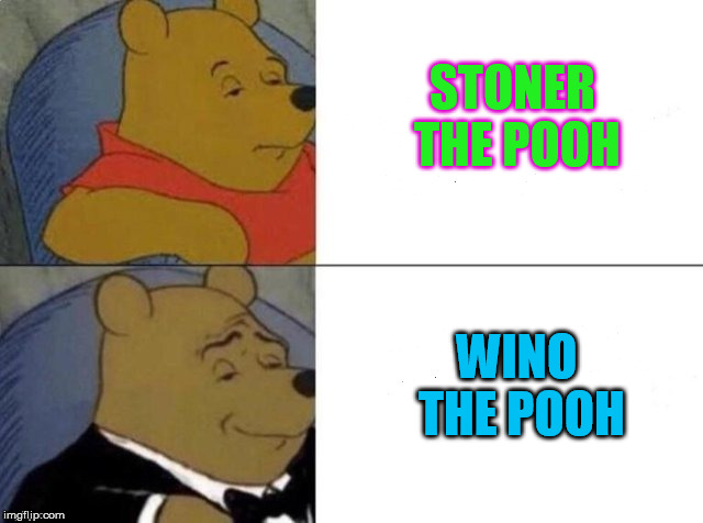 Tuxedo Winnie The Pooh Meme | STONER THE POOH; WINO THE POOH | image tagged in tuxedo winnie the pooh | made w/ Imgflip meme maker
