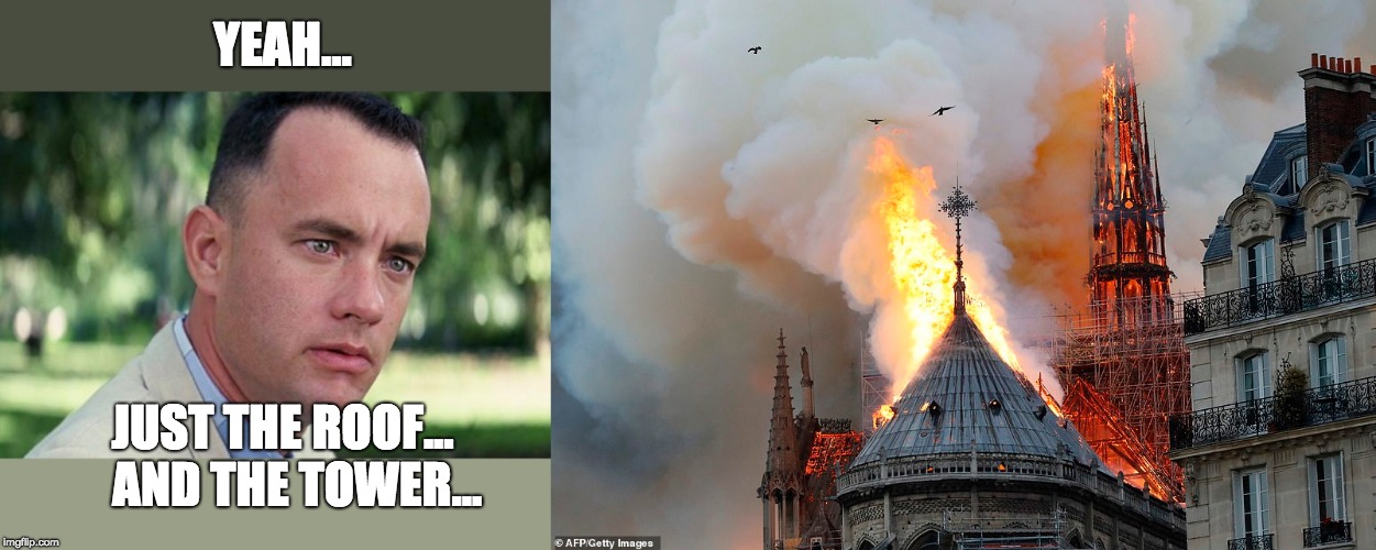 YEAH... JUST THE ROOF...   AND THE TOWER... | image tagged in forrest gump | made w/ Imgflip meme maker