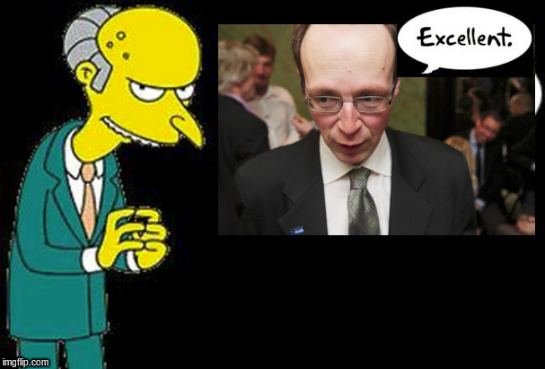 Mr. Burns onnittelee Halla-ahoa. Mr. Burns congratulates Mr. Halla-aho. | image tagged in mr burns,halla-aho,perussuomalaiset | made w/ Imgflip meme maker