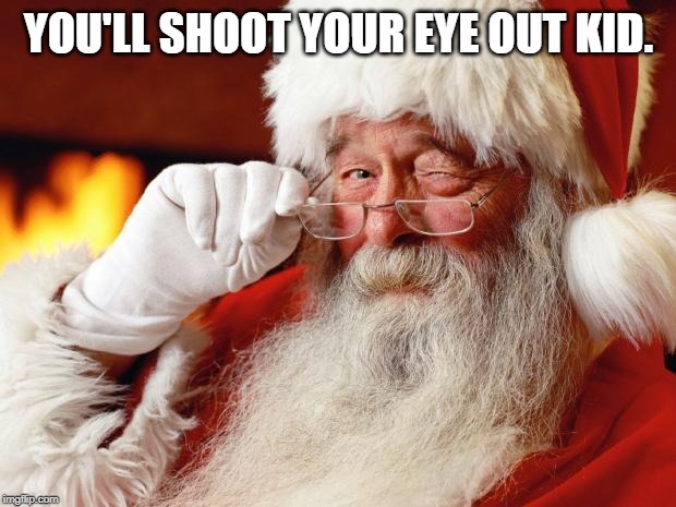 santa | YOU'LL SHOOT YOUR EYE OUT KID. | image tagged in santa | made w/ Imgflip meme maker