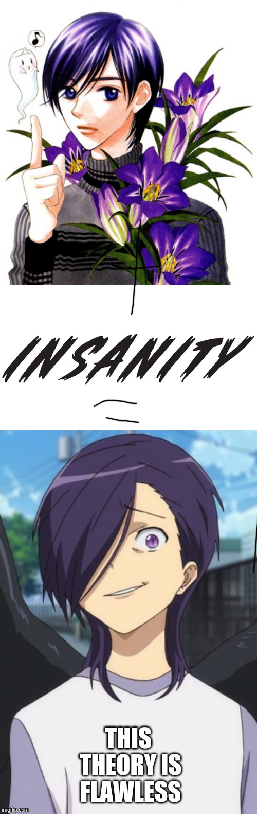 THIS THEORY IS FLAWLESS | image tagged in lucifer anime memes | made w/ Imgflip meme maker