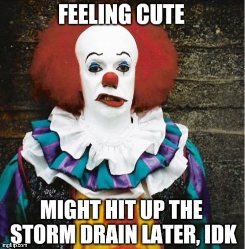 Feeling cute Pennywise | image tagged in feeling cute pennywise | made w/ Imgflip meme maker
