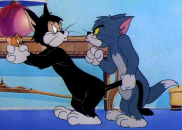 High Quality Tom and Jerry and black cat Blank Meme Template