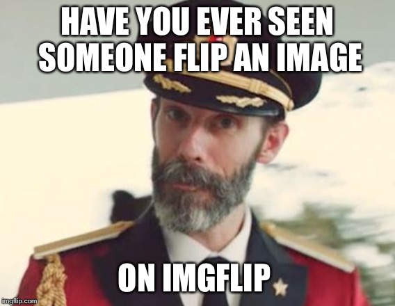 Captain Obvious | HAVE YOU EVER SEEN SOMEONE FLIP AN IMAGE; ON IMGFLIP | image tagged in captain obvious | made w/ Imgflip meme maker