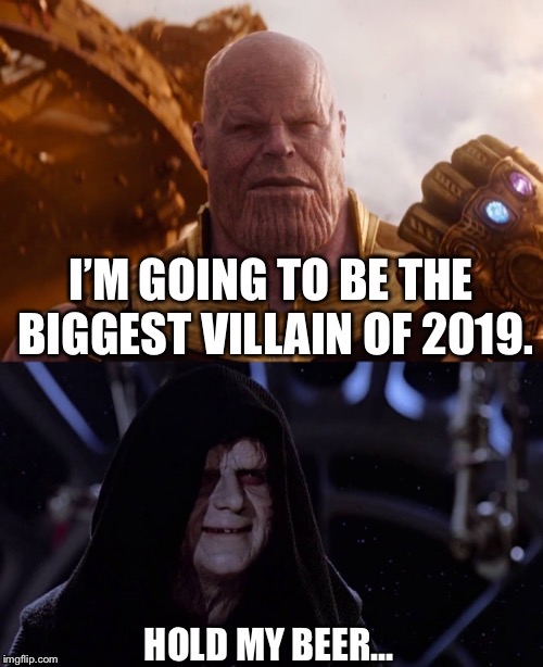 Thanos vs. Palpatine | image tagged in thanos,palpatine,star wars,avengers,disney,marvel comics | made w/ Imgflip meme maker