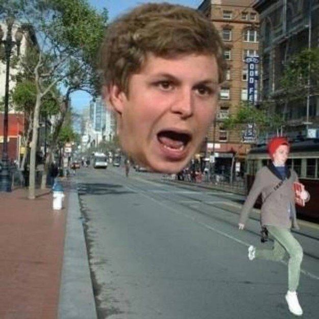 Michael Cera being chased by Michael Cera's head Blank Meme Template