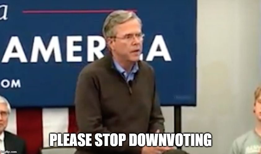 jeb please clap | PLEASE STOP DOWNVOTING | image tagged in jeb please clap | made w/ Imgflip meme maker