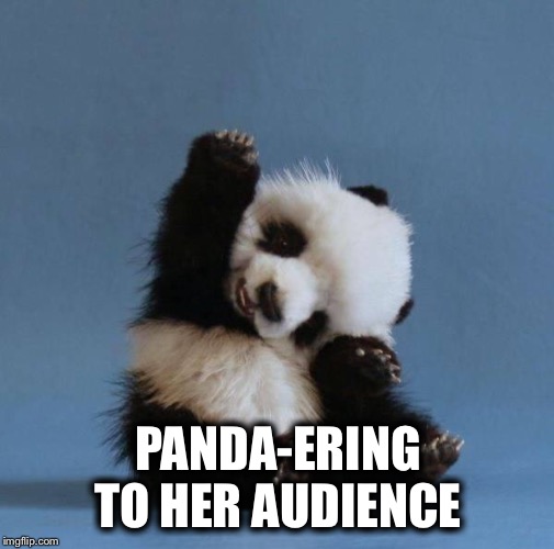 Panda | PANDA-ERING TO HER AUDIENCE | image tagged in panda | made w/ Imgflip meme maker