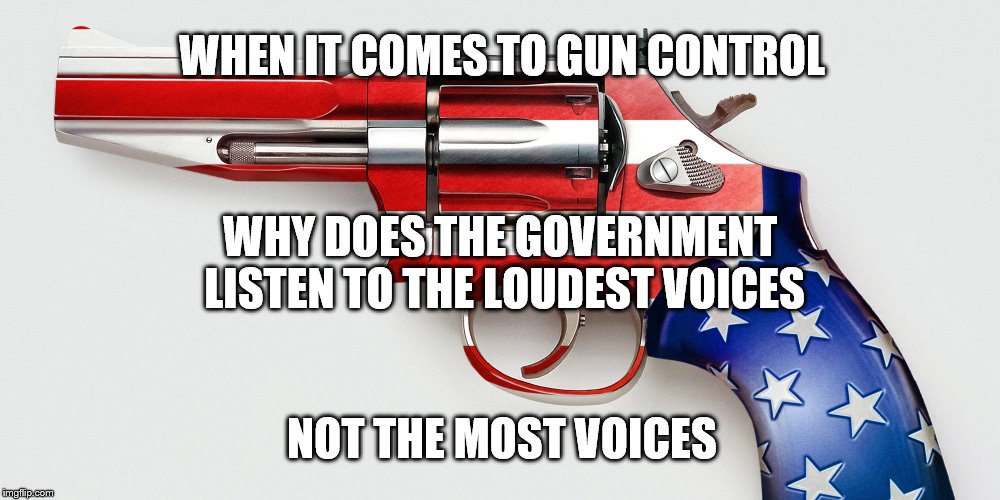 The Wants of the Many | WHEN IT COMES TO GUN CONTROL; WHY DOES THE GOVERNMENT LISTEN TO THE LOUDEST VOICES; NOT THE MOST VOICES | image tagged in gun control | made w/ Imgflip meme maker