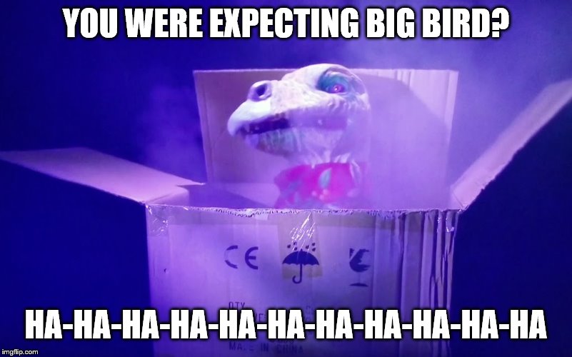 Bird in a Box | YOU WERE EXPECTING BIG BIRD? HA-HA-HA-HA-HA-HA-HA-HA-HA-HA-HA | image tagged in bray wyatt,wwe,big bird | made w/ Imgflip meme maker