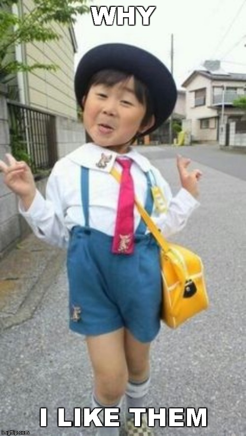 japanese student kid | WHY I LIKE THEM | image tagged in japanese student kid | made w/ Imgflip meme maker