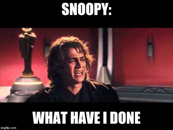 Anakin What have I done? | SNOOPY: WHAT HAVE I DONE | image tagged in anakin what have i done | made w/ Imgflip meme maker