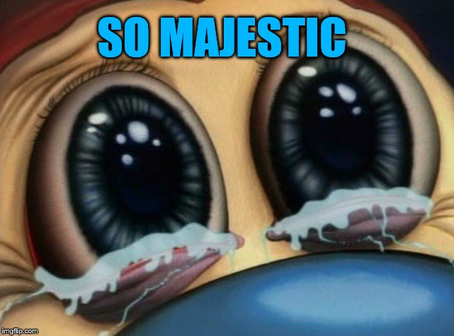 Stimpy Crying | SO MAJESTIC | image tagged in stimpy crying | made w/ Imgflip meme maker
