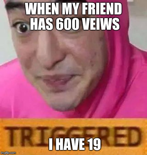 Triggerd | WHEN MY FRIEND HAS 600 VEIWS; I HAVE 19 | image tagged in triggerd | made w/ Imgflip meme maker