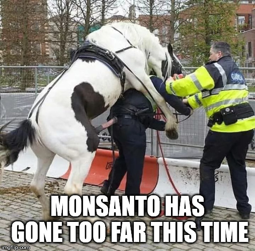 Monsanto | MONSANTO HAS GONE TOO FAR THIS TIME | image tagged in fun | made w/ Imgflip meme maker