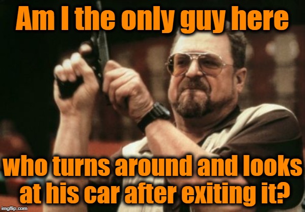 Especially after it's just been washed! lol | Am I the only guy here; who turns around and looks at his car after exiting it? | image tagged in memes,am i the only one around here | made w/ Imgflip meme maker