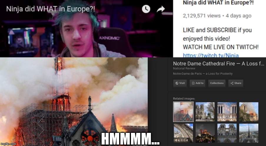 notre dame fire | HMMMM... | image tagged in sad | made w/ Imgflip meme maker