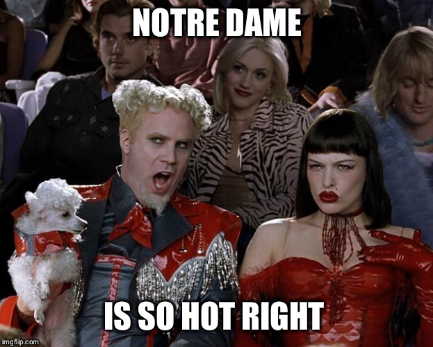 So Hot Right Now | NOTRE DAME; IS SO HOT RIGHT NOW | image tagged in so hot right now,memes | made w/ Imgflip meme maker