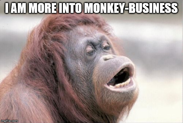 Monkey OOH Meme | I AM MORE INTO MONKEY-BUSINESS | image tagged in memes,monkey ooh | made w/ Imgflip meme maker