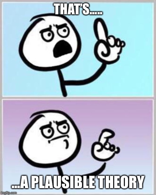 Wait what? | THAT’S..... ...A PLAUSIBLE THEORY | image tagged in wait what | made w/ Imgflip meme maker