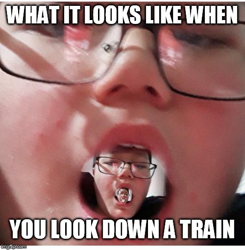 WHAT IT LOOKS LIKE WHEN; YOU LOOK DOWN A TRAIN | image tagged in funny | made w/ Imgflip meme maker