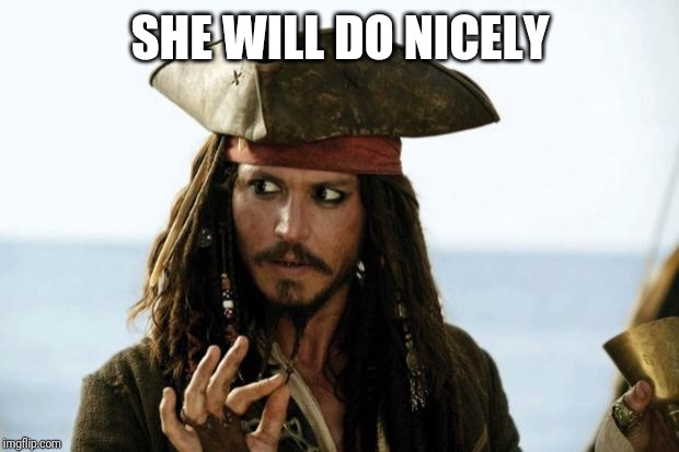 Jack Sparrow Pirate | SHE WILL DO NICELY | image tagged in jack sparrow pirate | made w/ Imgflip meme maker