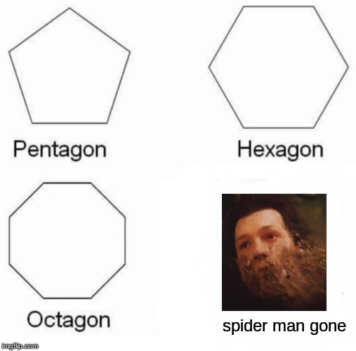 spiderman dead | spider man gone | image tagged in memes,pentagon hexagon octagon | made w/ Imgflip meme maker