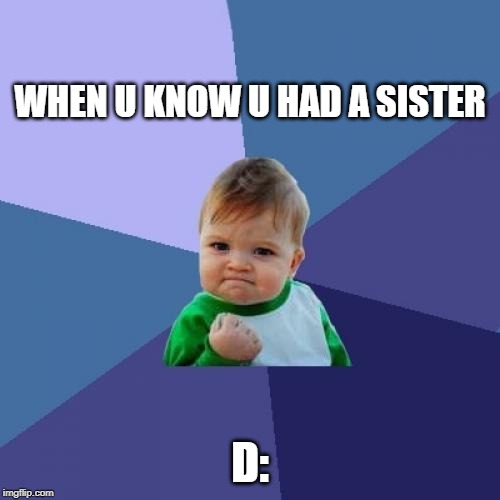 Success Kid | WHEN U KNOW U HAD A SISTER; D: | image tagged in memes,success kid | made w/ Imgflip meme maker