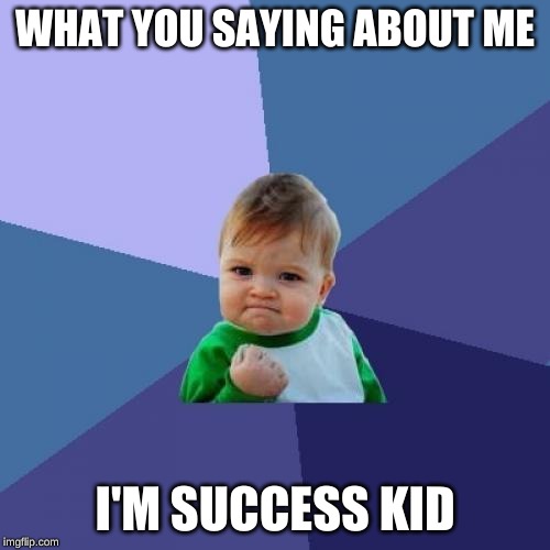 Success Kid | WHAT YOU SAYING ABOUT ME; I'M SUCCESS KID | image tagged in memes,success kid | made w/ Imgflip meme maker