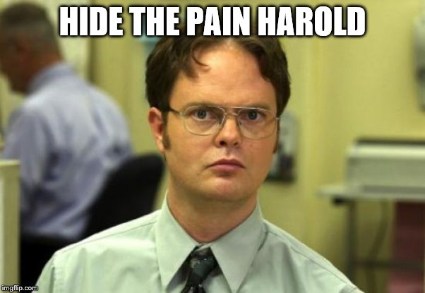 Dwight Schrute | HIDE THE PAIN HAROLD | image tagged in memes,dwight schrute | made w/ Imgflip meme maker