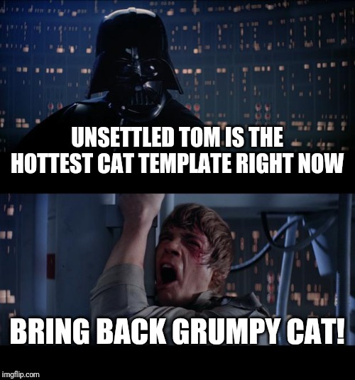 Star Wars No Meme | UNSETTLED TOM IS THE HOTTEST CAT TEMPLATE RIGHT NOW BRING BACK GRUMPY CAT! | image tagged in memes,star wars no | made w/ Imgflip meme maker