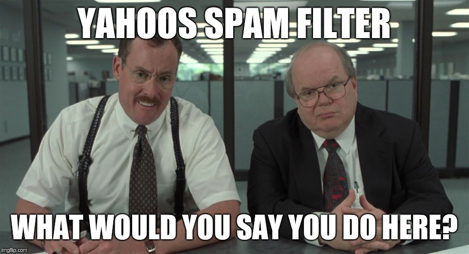 What Would You Say | YAHOOS SPAM FILTER; WHAT WOULD YOU SAY YOU DO HERE? | image tagged in what would you say,AdviceAnimals | made w/ Imgflip meme maker