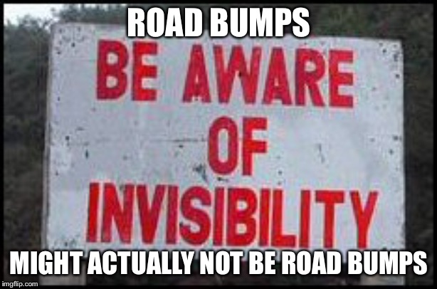 *thud* | ROAD BUMPS; MIGHT ACTUALLY NOT BE ROAD BUMPS | image tagged in road signs | made w/ Imgflip meme maker