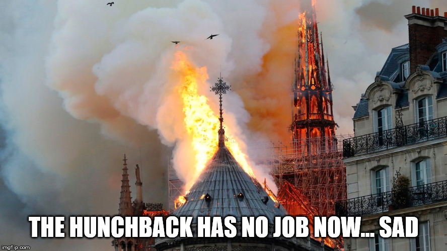 Hopefully he has a back up plan. | THE HUNCHBACK HAS NO JOB NOW... SAD | image tagged in the hunchback of notre dame | made w/ Imgflip meme maker