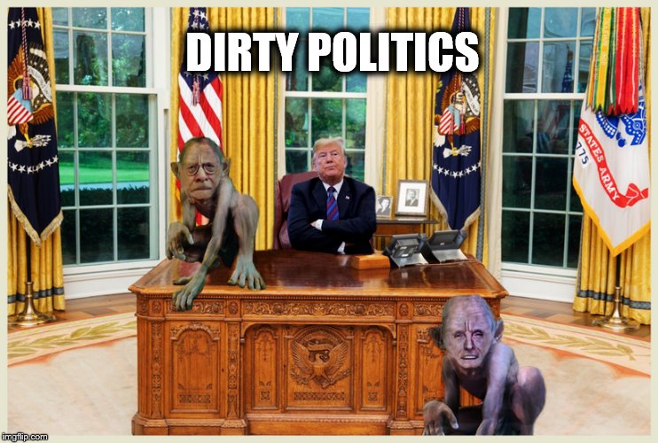 THE VIEW FROM HERE... | DIRTY POLITICS | image tagged in donald trump,robert mueller,rudy giuliani,trump lies,crooked | made w/ Imgflip meme maker
