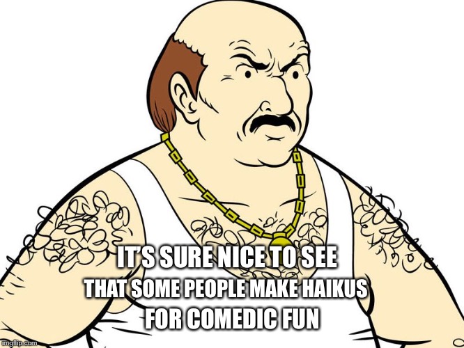 Carl Aqua Teen Hunger Force | IT’S SURE NICE TO SEE FOR COMEDIC FUN THAT SOME PEOPLE MAKE HAIKUS | image tagged in carl aqua teen hunger force | made w/ Imgflip meme maker