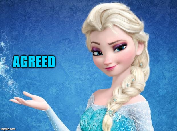 Elsa Frozen | AGREED | image tagged in elsa frozen | made w/ Imgflip meme maker