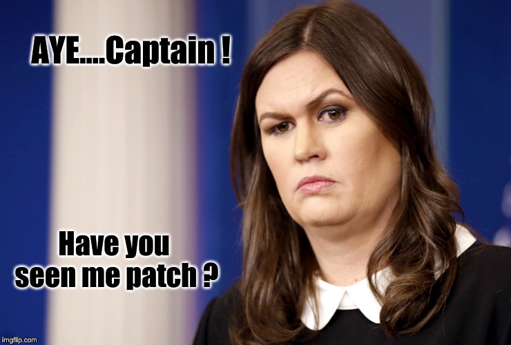 Sarah Sanders | AYE....Captain ! Have you seen me patch ? | image tagged in sarah sanders | made w/ Imgflip meme maker