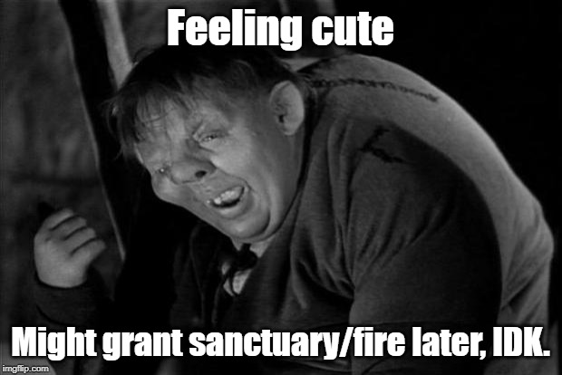 Quasimodo | Feeling cute; Might grant sanctuary/fire later, IDK. | image tagged in quasimodo | made w/ Imgflip meme maker