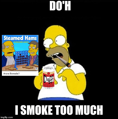 Dohmer | DO'H; I SMOKE TOO MUCH | image tagged in homer simpson retarded | made w/ Imgflip meme maker