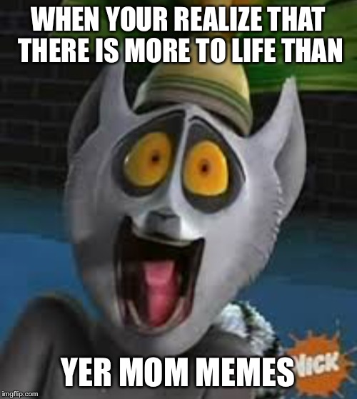 King julien | WHEN YOUR REALIZE THAT THERE IS MORE TO LIFE THAN; YER MOM MEMES | image tagged in dank memes | made w/ Imgflip meme maker
