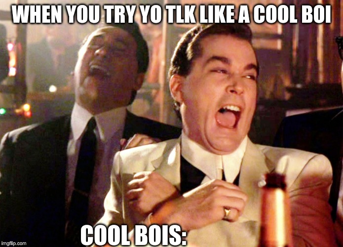 Good Fellas Hilarious | WHEN YOU TRY YO TLK LIKE A COOL BOI; COOL BOIS: | image tagged in memes,good fellas hilarious | made w/ Imgflip meme maker