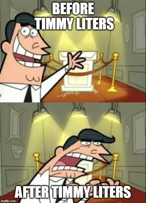 This Is Where I'd Put My Trophy If I Had One | BEFORE TIMMY LITERS; AFTER TIMMY LITERS | image tagged in memes,this is where i'd put my trophy if i had one | made w/ Imgflip meme maker