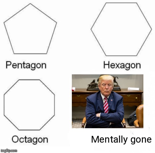 Pentagon Hexagon Octagon Meme | Mentally gone | image tagged in memes,pentagon hexagon octagon,donald trump,unstable | made w/ Imgflip meme maker