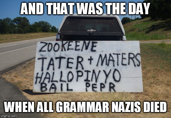 Of heart attack, of course | AND THAT WAS THE DAY; WHEN ALL GRAMMAR NAZIS DIED | image tagged in memes,grammar,grammar nazi | made w/ Imgflip meme maker