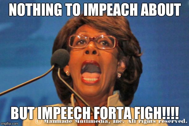 Maxine waters | NOTHING TO IMPEACH ABOUT BUT IMPEECH FORTA FIGH!!!! | image tagged in maxine waters | made w/ Imgflip meme maker