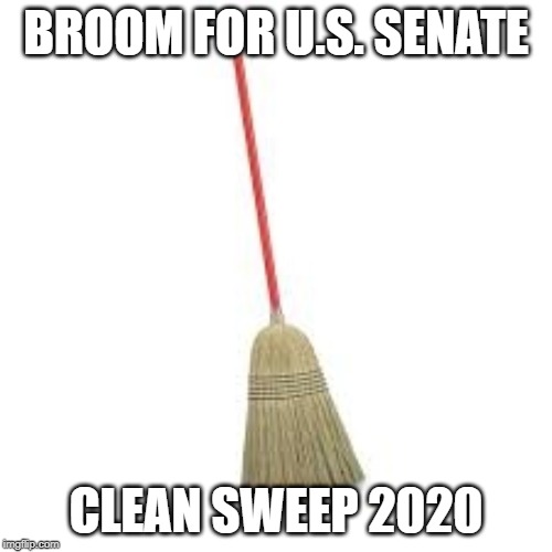 Broom | BROOM FOR U.S. SENATE; CLEAN SWEEP 2020 | image tagged in broom | made w/ Imgflip meme maker