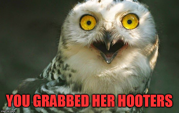 The look you get from her boyfriend | YOU GRABBED HER HOOTERS | image tagged in shocked face,frontpage | made w/ Imgflip meme maker